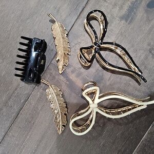 Gold and Black Bow Hair Clips